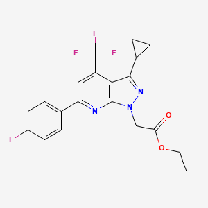 molecular formula C20H17F4N3O2 B4351678 ETHYL 2-[3-CYCLOPROPYL-6-(4-FLUOROPHENYL)-4-(TRIFLUOROMETHYL)-1H-PYRAZOLO[3,4-B]PYRIDIN-1-YL]ACETATE 