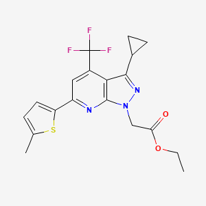 ETHYL 2-[3-CYCLOPROPYL-6-(5-METHYL-2-THIENYL)-4-(TRIFLUOROMETHYL)-1H-PYRAZOLO[3,4-B]PYRIDIN-1-YL]ACETATE