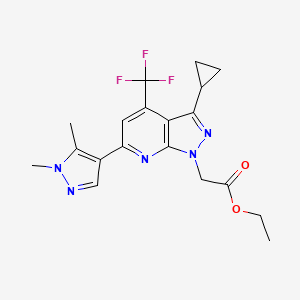 ETHYL 2-[3-CYCLOPROPYL-6-(1,5-DIMETHYL-1H-PYRAZOL-4-YL)-4-(TRIFLUOROMETHYL)-1H-PYRAZOLO[3,4-B]PYRIDIN-1-YL]ACETATE