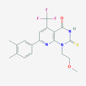 7-(3,4-dimethylphenyl)-1-(2-methoxyethyl)-2-sulfanyl-5-(trifluoromethyl)pyrido[2,3-d]pyrimidin-4(1H)-one