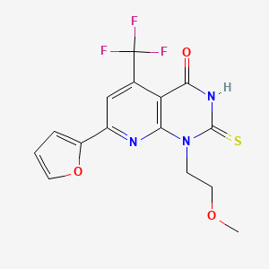 molecular formula C15H12F3N3O3S B4351729 7-(2-FURYL)-1-(2-METHOXYETHYL)-2-SULFANYL-5-(TRIFLUOROMETHYL)PYRIDO[2,3-D]PYRIMIDIN-4(1H)-ONE 