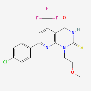 7-(4-chlorophenyl)-1-(2-methoxyethyl)-2-sulfanyl-5-(trifluoromethyl)pyrido[2,3-d]pyrimidin-4(1H)-one