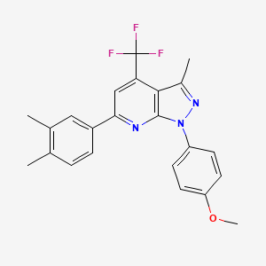 molecular formula C23H20F3N3O B4351859 4-[6-(3,4-DIMETHYLPHENYL)-3-METHYL-4-(TRIFLUOROMETHYL)-1H-PYRAZOLO[3,4-B]PYRIDIN-1-YL]PHENYL METHYL ETHER 