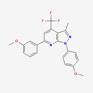 molecular formula C22H18F3N3O2 B4351894 3-[1-(4-METHOXYPHENYL)-3-METHYL-4-(TRIFLUOROMETHYL)-1H-PYRAZOLO[3,4-B]PYRIDIN-6-YL]PHENYL METHYL ETHER 