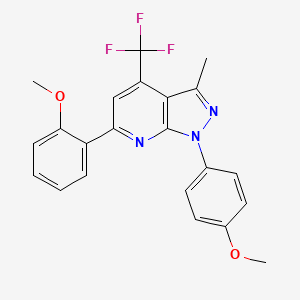 molecular formula C22H18F3N3O2 B4351901 2-[1-(4-METHOXYPHENYL)-3-METHYL-4-(TRIFLUOROMETHYL)-1H-PYRAZOLO[3,4-B]PYRIDIN-6-YL]PHENYL METHYL ETHER 