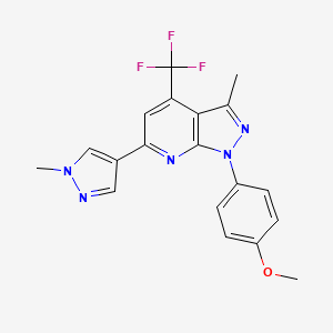 1-(4-methoxyphenyl)-3-methyl-6-(1-methyl-1H-pyrazol-4-yl)-4-(trifluoromethyl)-1H-pyrazolo[3,4-b]pyridine