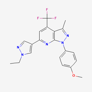 molecular formula C20H18F3N5O B4351926 4-[6-(1-ETHYL-1H-PYRAZOL-4-YL)-3-METHYL-4-(TRIFLUOROMETHYL)-1H-PYRAZOLO[3,4-B]PYRIDIN-1-YL]PHENYL METHYL ETHER 