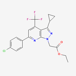 ETHYL 2-[6-(4-CHLOROPHENYL)-3-CYCLOPROPYL-4-(TRIFLUOROMETHYL)-1H-PYRAZOLO[3,4-B]PYRIDIN-1-YL]ACETATE