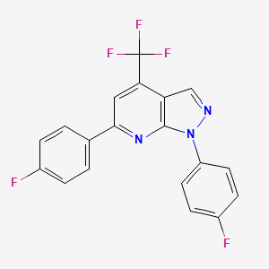 molecular formula C19H10F5N3 B4352033 1,6-bis(4-fluorophenyl)-4-(trifluoromethyl)-1H-pyrazolo[3,4-b]pyridine 