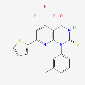 molecular formula C19H12F3N3OS2 B4352035 1-(3-METHYLPHENYL)-2-SULFANYL-7-(2-THIENYL)-5-(TRIFLUOROMETHYL)PYRIDO[2,3-D]PYRIMIDIN-4(1H)-ONE 