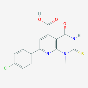 molecular formula C15H10ClN3O3S B4352063 7-(4-Chlorophenyl)-1-methyl-4-oxo-2-sulfanyl-1,4-dihydropyrido[2,3-d]pyrimidine-5-carboxylic acid 