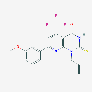 molecular formula C18H14F3N3O2S B4352105 1-ALLYL-7-(3-METHOXYPHENYL)-2-SULFANYL-5-(TRIFLUOROMETHYL)PYRIDO[2,3-D]PYRIMIDIN-4(1H)-ONE 