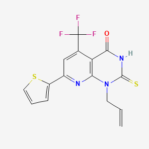 molecular formula C15H10F3N3OS2 B4352110 1-ALLYL-2-SULFANYL-7-(2-THIENYL)-5-(TRIFLUOROMETHYL)PYRIDO[2,3-D]PYRIMIDIN-4(1H)-ONE 