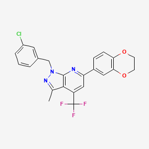 1-(3-chlorobenzyl)-6-(2,3-dihydro-1,4-benzodioxin-6-yl)-3-methyl-4-(trifluoromethyl)-1H-pyrazolo[3,4-b]pyridine