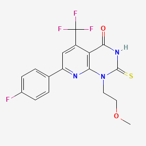 7-(4-fluorophenyl)-1-(2-methoxyethyl)-2-sulfanyl-5-(trifluoromethyl)pyrido[2,3-d]pyrimidin-4(1H)-one