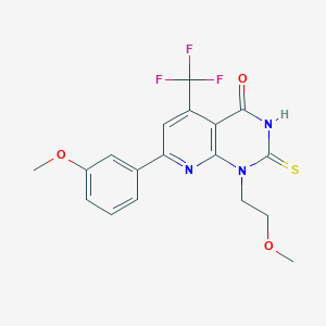 1-(2-methoxyethyl)-7-(3-methoxyphenyl)-2-sulfanyl-5-(trifluoromethyl)pyrido[2,3-d]pyrimidin-4(1H)-one