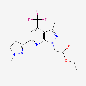 ethyl [3-methyl-6-(1-methyl-1H-pyrazol-3-yl)-4-(trifluoromethyl)-1H-pyrazolo[3,4-b]pyridin-1-yl]acetate