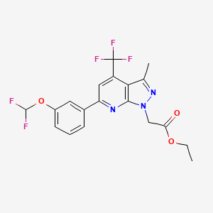 ETHYL 2-[6-[3-(DIFLUOROMETHOXY)PHENYL]-3-METHYL-4-(TRIFLUOROMETHYL)-1H-PYRAZOLO[3,4-B]PYRIDIN-1-YL]ACETATE