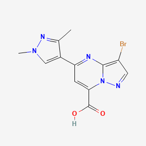 molecular formula C12H10BrN5O2 B4352287 3-bromo-5-(1,3-dimethyl-1H-pyrazol-4-yl)pyrazolo[1,5-a]pyrimidine-7-carboxylic acid 