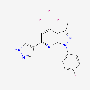 1-(4-fluorophenyl)-3-methyl-6-(1-methyl-1H-pyrazol-4-yl)-4-(trifluoromethyl)-1H-pyrazolo[3,4-b]pyridine