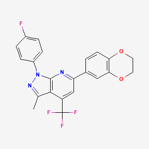 molecular formula C22H15F4N3O2 B4352381 6-(2,3-dihydro-1,4-benzodioxin-6-yl)-1-(4-fluorophenyl)-3-methyl-4-(trifluoromethyl)-1H-pyrazolo[3,4-b]pyridine 