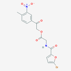 molecular formula C16H13BrN2O7 B435239 2-{3-Nitro-4-methylphenyl}-2-oxoethyl [(5-bromo-2-furoyl)amino]acetate CAS No. 352671-44-4