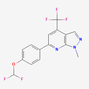 molecular formula C15H10F5N3O B4352396 6-[4-(difluoromethoxy)phenyl]-1-methyl-4-(trifluoromethyl)-1H-pyrazolo[3,4-b]pyridine 