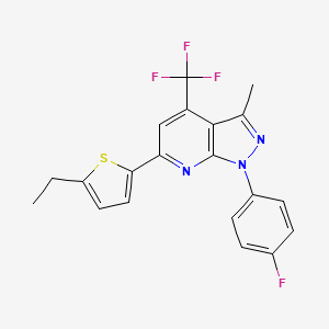 molecular formula C20H15F4N3S B4352410 6-(5-ethyl-2-thienyl)-1-(4-fluorophenyl)-3-methyl-4-(trifluoromethyl)-1H-pyrazolo[3,4-b]pyridine 