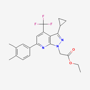 ETHYL 2-[3-CYCLOPROPYL-6-(3,4-DIMETHYLPHENYL)-4-(TRIFLUOROMETHYL)-1H-PYRAZOLO[3,4-B]PYRIDIN-1-YL]ACETATE