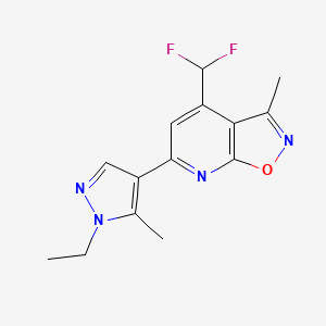 molecular formula C14H14F2N4O B4352567 4-(difluoromethyl)-6-(1-ethyl-5-methyl-1H-pyrazol-4-yl)-3-methylisoxazolo[5,4-b]pyridine 