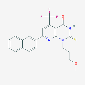 molecular formula C22H18F3N3O2S B4352671 1-(3-METHOXYPROPYL)-7-(2-NAPHTHYL)-2-SULFANYL-5-(TRIFLUOROMETHYL)PYRIDO[2,3-D]PYRIMIDIN-4(1H)-ONE 