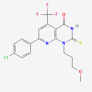 molecular formula C18H15ClF3N3O2S B4352687 7-(4-chlorophenyl)-2-mercapto-1-(3-methoxypropyl)-5-(trifluoromethyl)pyrido[2,3-d]pyrimidin-4(1H)-one 