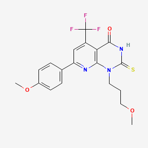 molecular formula C19H18F3N3O3S B4352690 7-(4-methoxyphenyl)-1-(3-methoxypropyl)-2-sulfanyl-5-(trifluoromethyl)pyrido[2,3-d]pyrimidin-4(1H)-one 