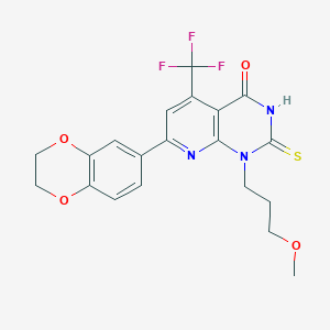 7-(2,3-dihydro-1,4-benzodioxin-6-yl)-1-(3-methoxypropyl)-2-sulfanyl-5-(trifluoromethyl)pyrido[2,3-d]pyrimidin-4(1H)-one