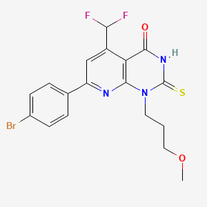 7-(4-bromophenyl)-5-(difluoromethyl)-1-(3-methoxypropyl)-2-sulfanylpyrido[2,3-d]pyrimidin-4(1H)-one