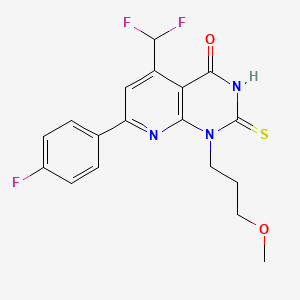 5-(difluoromethyl)-7-(4-fluorophenyl)-1-(3-methoxypropyl)-2-sulfanylpyrido[2,3-d]pyrimidin-4(1H)-one