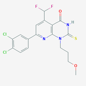 7-(3,4-dichlorophenyl)-5-(difluoromethyl)-1-(3-methoxypropyl)-2-sulfanylpyrido[2,3-d]pyrimidin-4(1H)-one