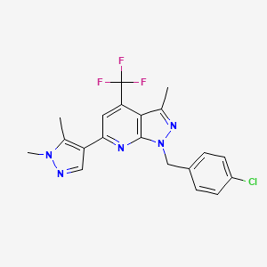 molecular formula C20H17ClF3N5 B4352767 1-(4-chlorobenzyl)-6-(1,5-dimethyl-1H-pyrazol-4-yl)-3-methyl-4-(trifluoromethyl)-1H-pyrazolo[3,4-b]pyridine 