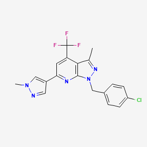 molecular formula C19H15ClF3N5 B4352776 1-(4-chlorobenzyl)-3-methyl-6-(1-methyl-1H-pyrazol-4-yl)-4-(trifluoromethyl)-1H-pyrazolo[3,4-b]pyridine 