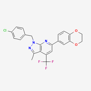 1-(4-chlorobenzyl)-6-(2,3-dihydro-1,4-benzodioxin-6-yl)-3-methyl-4-(trifluoromethyl)-1H-pyrazolo[3,4-b]pyridine