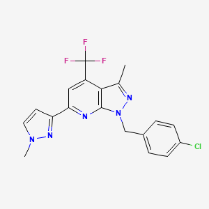 molecular formula C19H15ClF3N5 B4352791 1-(4-chlorobenzyl)-3-methyl-6-(1-methyl-1H-pyrazol-3-yl)-4-(trifluoromethyl)-1H-pyrazolo[3,4-b]pyridine 