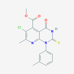 methyl 6-chloro-2-mercapto-7-methyl-1-(3-methylphenyl)-4-oxo-1,4-dihydropyrido[2,3-d]pyrimidine-5-carboxylate