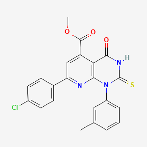 Methyl 7-(4-chlorophenyl)-1-(3-methylphenyl)-4-oxo-2-sulfanyl-1,4-dihydropyrido[2,3-d]pyrimidine-5-carboxylate