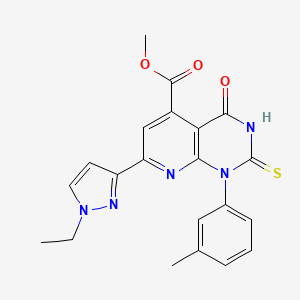 methyl 7-(1-ethyl-1H-pyrazol-3-yl)-1-(3-methylphenyl)-4-oxo-2-sulfanyl-1,4-dihydropyrido[2,3-d]pyrimidine-5-carboxylate