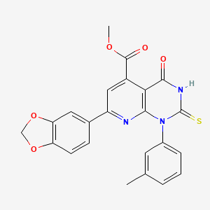 molecular formula C23H17N3O5S B4352909 methyl 7-(1,3-benzodioxol-5-yl)-2-mercapto-1-(3-methylphenyl)-4-oxo-1,4-dihydropyrido[2,3-d]pyrimidine-5-carboxylate 