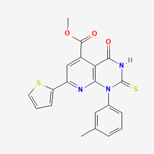 METHYL 1-(3-METHYLPHENYL)-4-OXO-2-SULFANYL-7-(2-THIENYL)-1,4-DIHYDROPYRIDO[2,3-D]PYRIMIDINE-5-CARBOXYLATE