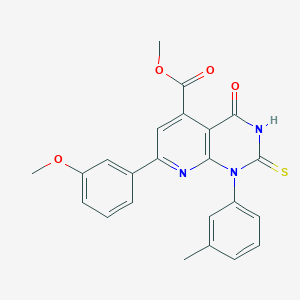 molecular formula C23H19N3O4S B4352928 Methyl 7-(3-methoxyphenyl)-1-(3-methylphenyl)-4-oxo-2-sulfanyl-1,4-dihydropyrido[2,3-d]pyrimidine-5-carboxylate 