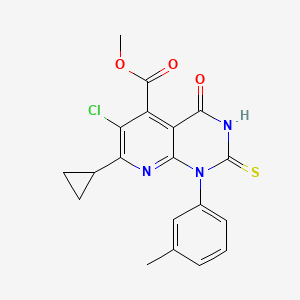 Methyl 6-chloro-7-cyclopropyl-1-(3-methylphenyl)-4-oxo-2-sulfanyl-1,4-dihydropyrido[2,3-d]pyrimidine-5-carboxylate