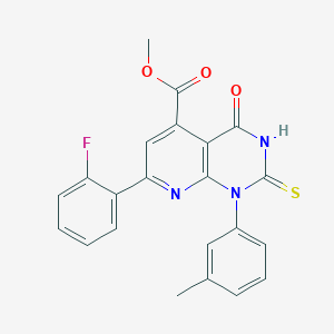 Methyl 7-(2-fluorophenyl)-1-(3-methylphenyl)-4-oxo-2-sulfanyl-1,4-dihydropyrido[2,3-d]pyrimidine-5-carboxylate