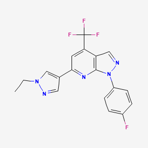 6-(1-ethyl-1H-pyrazol-4-yl)-1-(4-fluorophenyl)-4-(trifluoromethyl)-1H-pyrazolo[3,4-b]pyridine